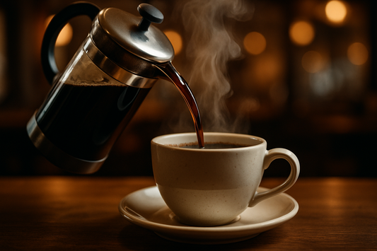 French Press Siyah Kahve bardaga dokulsun